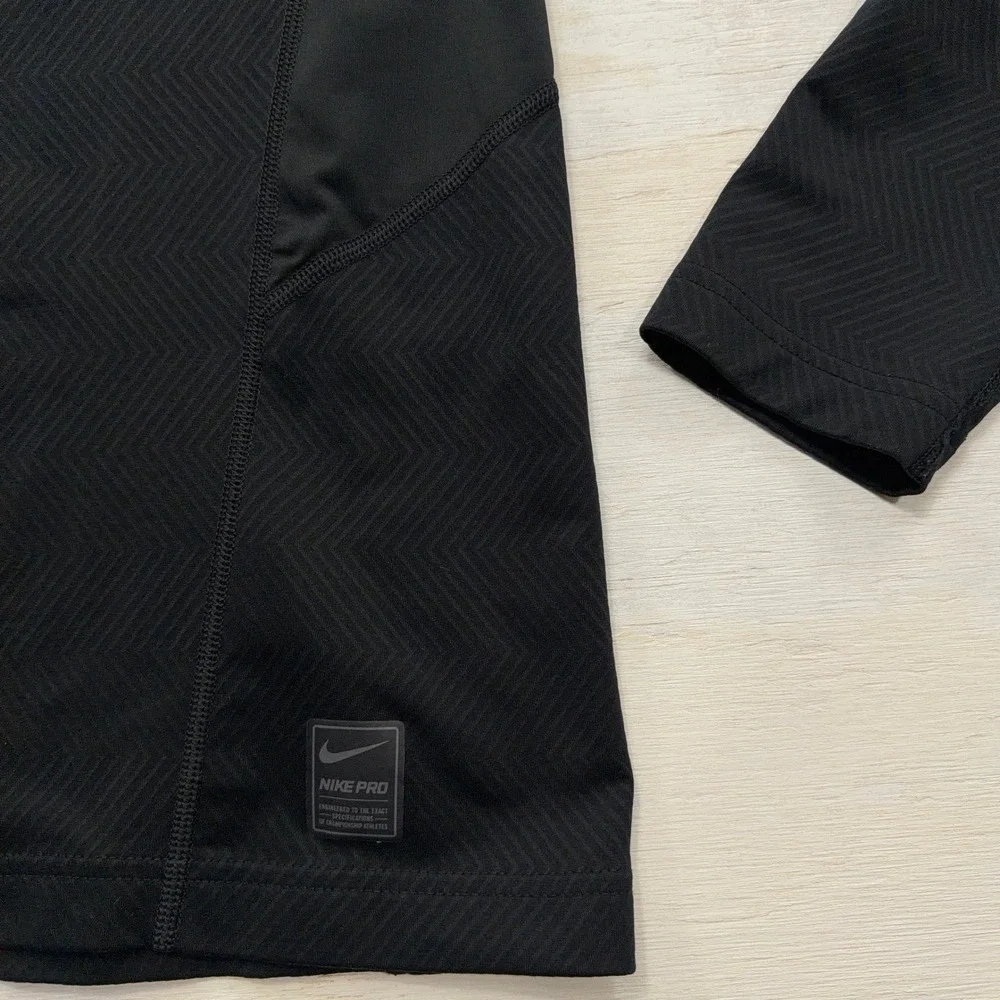 Nike Pro Shirt Dri-FIT Mock Neck Compression Long Sleeve Black Mens Size M